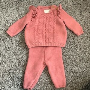 Little Planet Organic Pink Newborn 2 Piece Knit Outfit